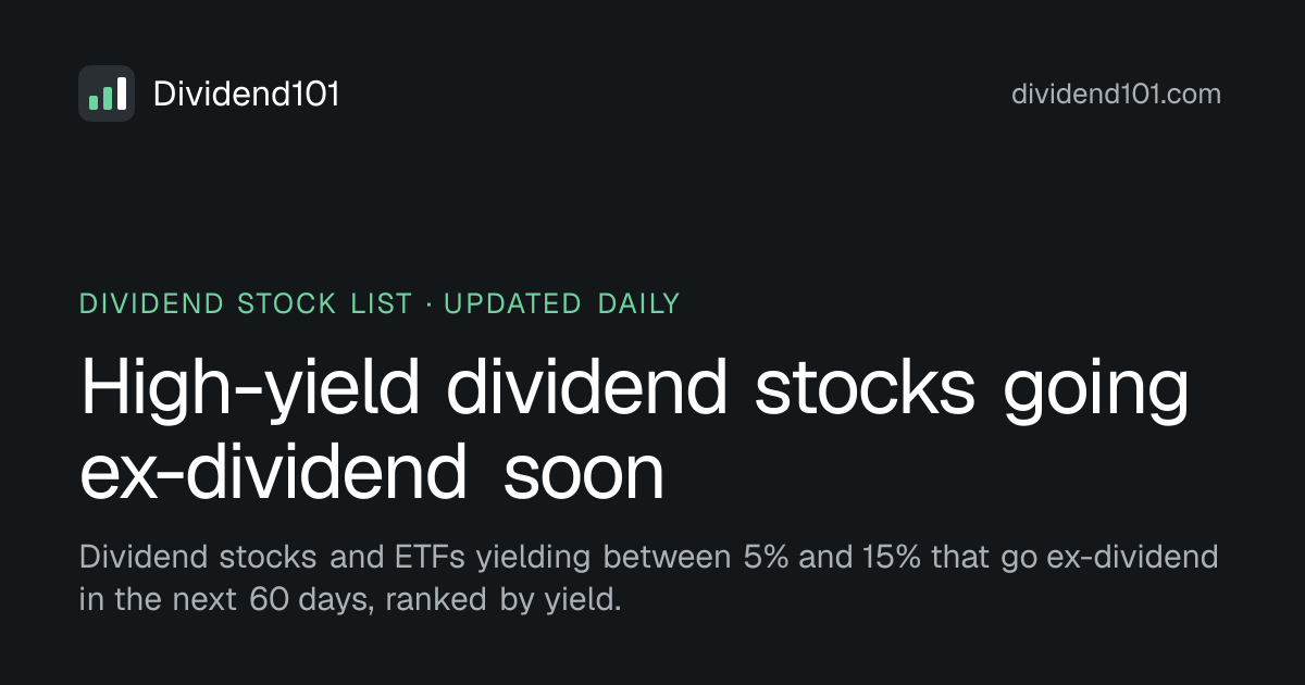 High-yield dividend stocks going ex-dividend soon | Dividend101
